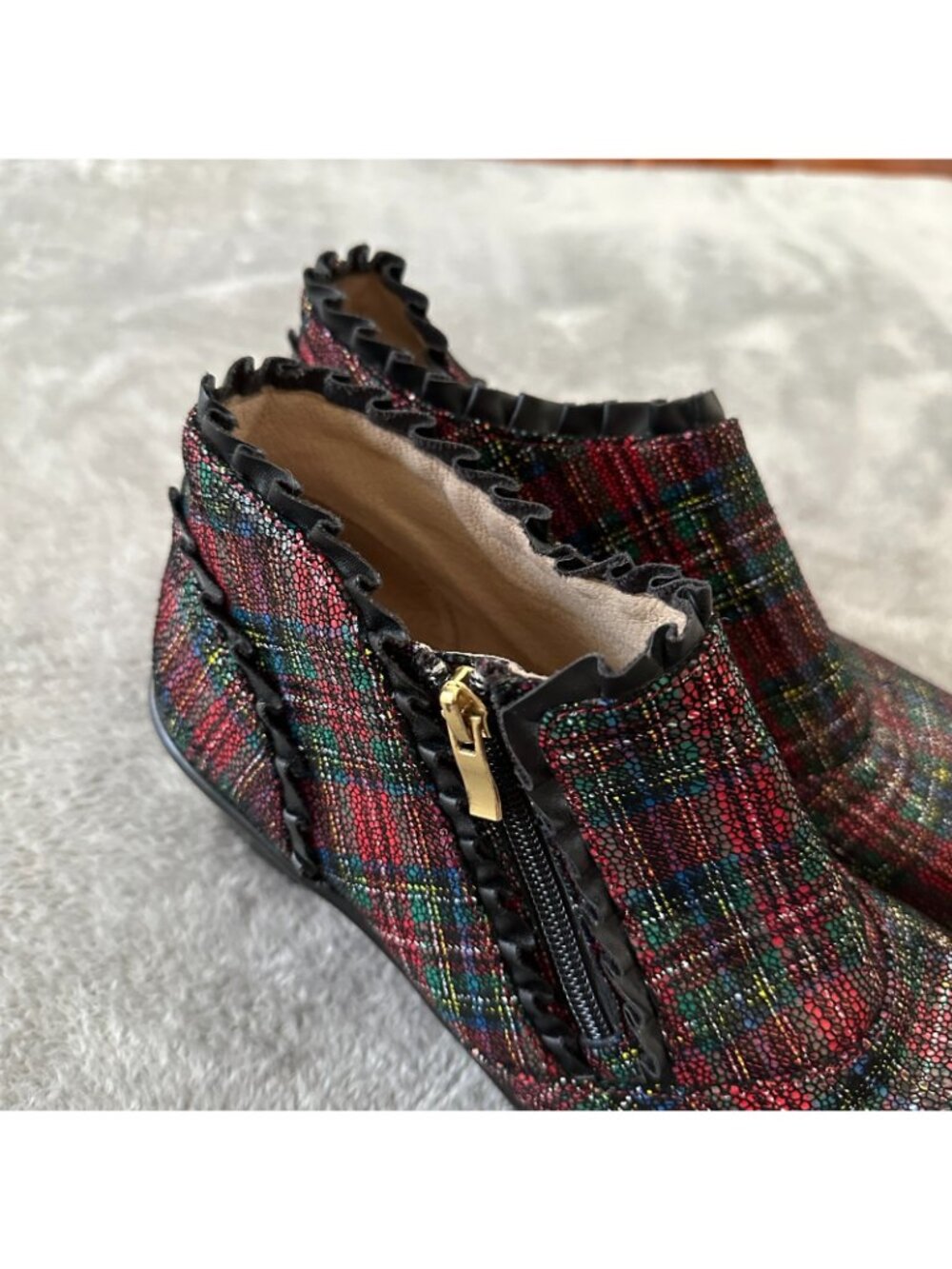 Alegria Hannah Ankle Boots Booties Red Tartan Plaid Women's 40 US 9.5 10 - Picture 4 of 7